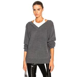T by Alexander Wang Bi-Layer Merino Wool Sweater & Tank Top Grey XS